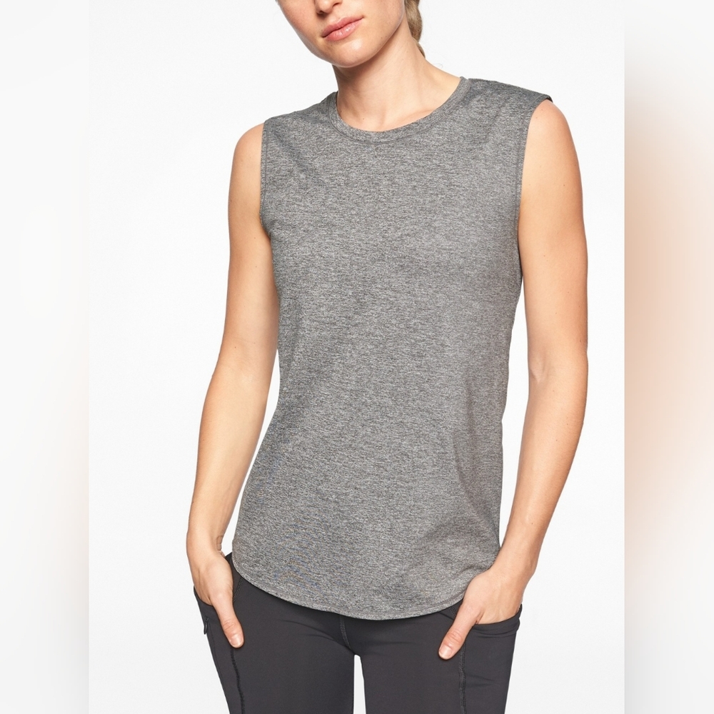 ATHLETA WOMEN'S FLINT HEATHER GRAY athletic / athleisure BREEZY Tank top Sz smal